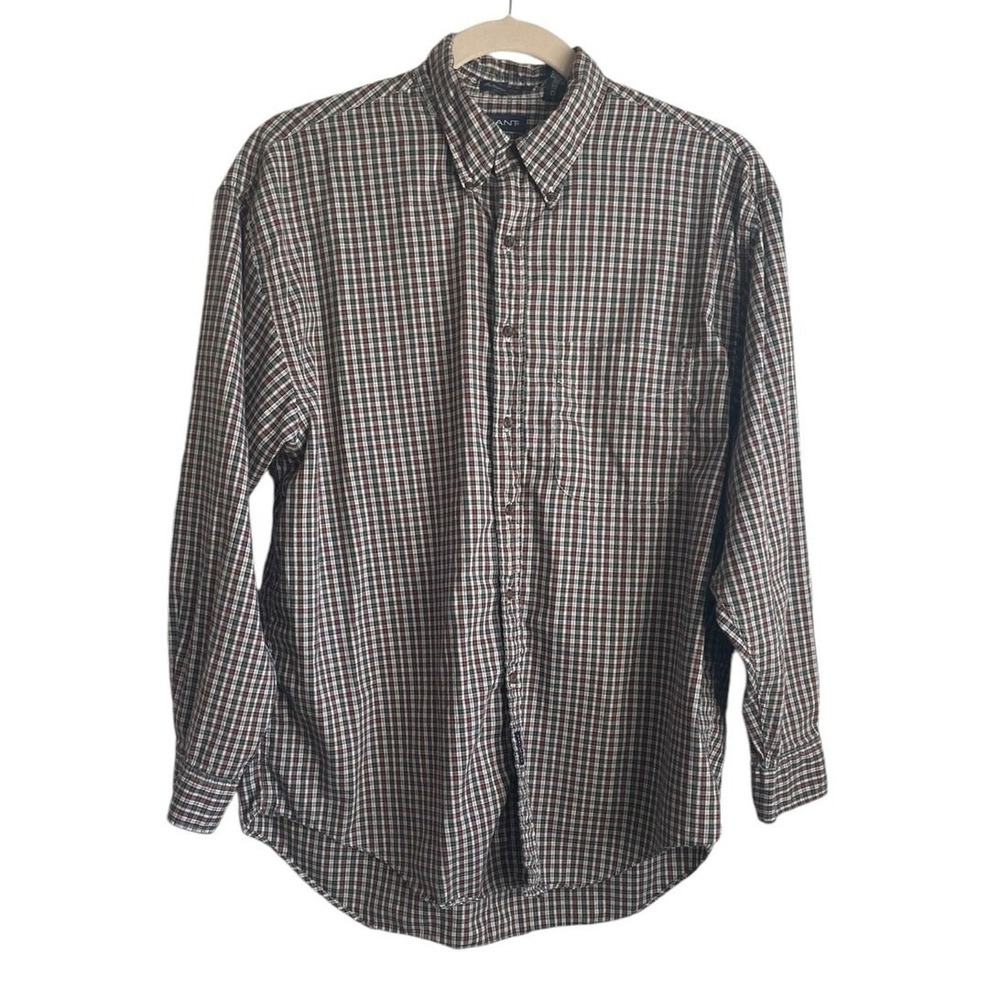 Gant Mens Oxford Shirt XL Plaid Cotton Button Down Muted Preppy Office‎ Workwear